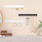 Bussdis Necklace Holder - Hanging Jewelry Organizer, Self-Adhesive, Wall Mount, 2 Pack, White