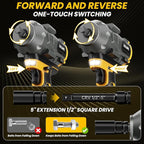 Cordless Impact Wrench 1/2 inch for Dewalt 20V Battery, Impact Wrench 1360N.m(950Ft-lbs) High Torque Brushless Electric Impact Gun, Power Impact Driver with 3-Mode Speed, LED Work Light(no battery)