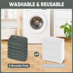 6-Pack Reusable Microfiber Mop Pads Compatible with Swiffer Sweeper, Dry & Wet Sweeping Cloths - Washable Wet Pads Refill for Multi-Surface/Hardwood Floor Cleaning -Grey