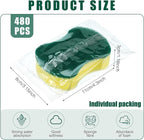 Tanlade 480 Pcs Individually Wrapped Sponges Kitchen Bulk Non Scratch Scouring Sponges for Dishes Household Cleaning Travel Apartments Hotel Car