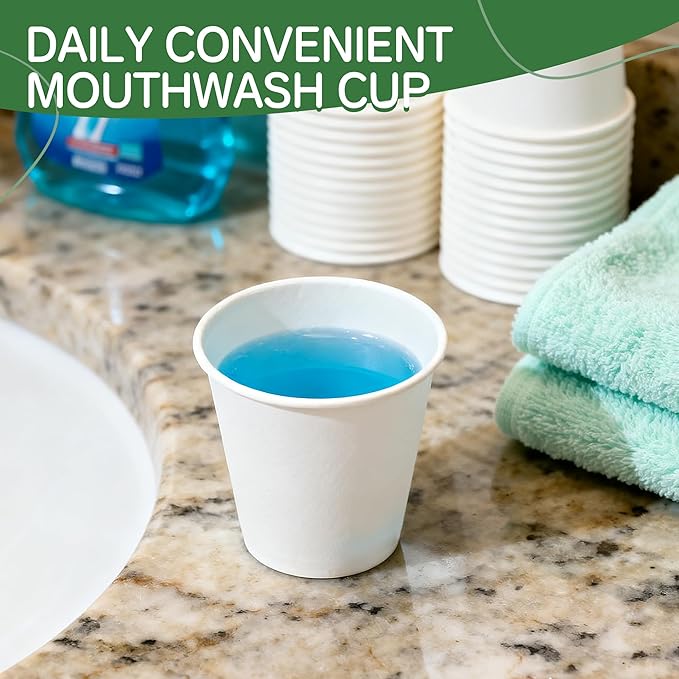 100 Pack 3 oz Paper Cups, Small Coffee Cups, Disposable Mini Bathroom Mouthwash Cups, Suitable for Party, Picnic, Travel, and Events