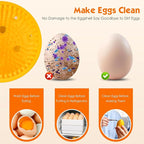 Egg Brush Cleaner, Egg Cleaner Scrubber for Fresh Eggs, Cute Chick Shaped Silicone Egg Washer, Reusable Multipurpose Washing Egg Tool for Fruits and Vegetables (Purple/Green)