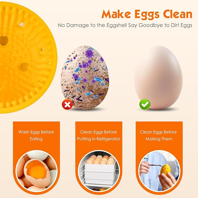 2 PCS Egg Washer for Fresh Eggs, Silicone Egg Brush Cleaner, Egg Cleaner Scrubber for Fresh Eggs, Reusable Multipurpose Washing Egg Tool for Fruits and Vegetables(Yellow/Brown)