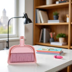 Plastic Mini Broom and Dustpan,Mini Cleaning Brush with Dustpan Set Desktop Cleaning Accessories,Pink with Set,Plastic Broom