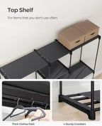 SONGMICS Portable Closet, Freestanding Closet Organizer, Clothes Rack with Shelves, Hanging Rods, Storage Organizer, for Cloakroom, Bedroom, 71.7 x 16.9 x 71.7 Inches, Black URYG037B02