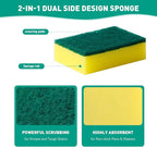 24-Pack Heavy Duty Scrub Sponges, Non-Scratch Kitchen Sponge with Durable Scouring Pad, Dual-Sided Cleaning Sponge for Dishes, Pots, Pans, Sinks – Extra Absorbent & Long-Lasting