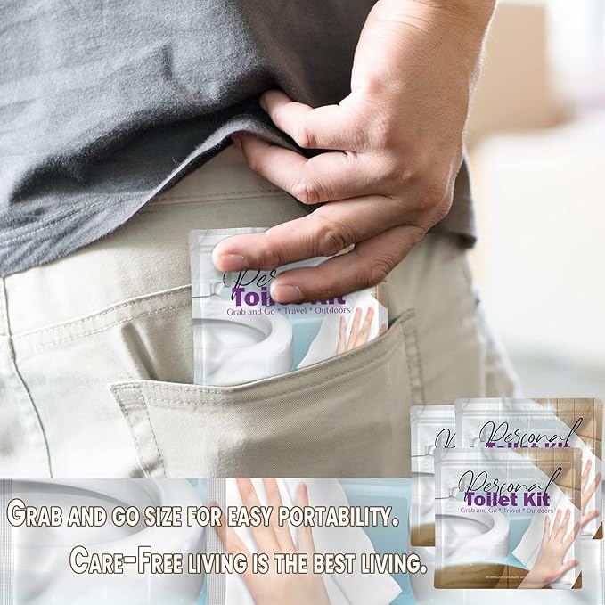 pH Advantage 3 x Personal Toilet Kit | Public Restroom Kit | Toilet Paper, Toilet Seat Cover, Butt Wipes, Cleansing Wipes (Light Blue Figures/Red and Blue Figures/Clean Wipe)