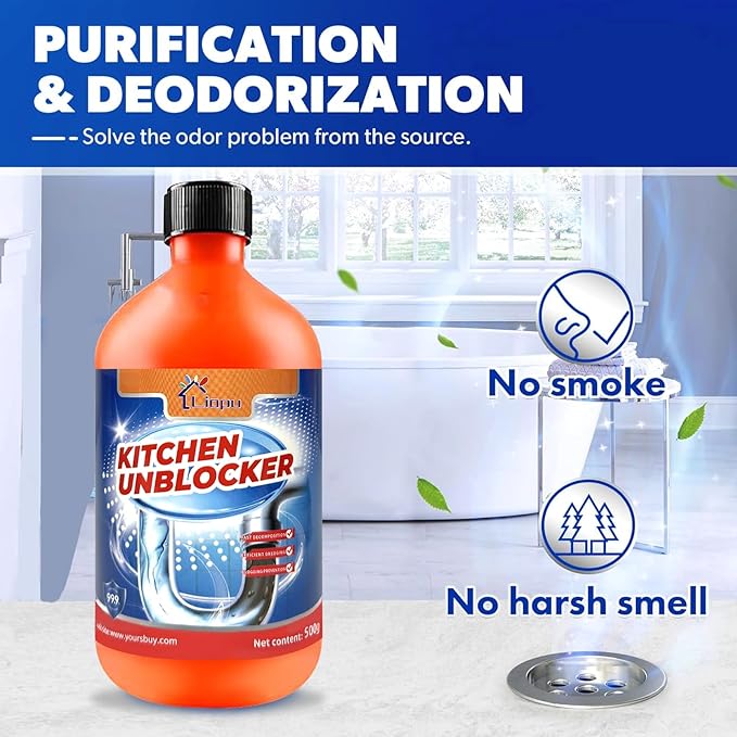 Liapu Liquid Plumber Drain Cleaner, Drain Clog Remover, Kitchen Strength Hair Eliminator Gel Clog Remover Bathroom Cleaning Supplies for All Septic Systems And Pipes, 16 Ounce