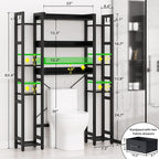Besiost Over The Toilet Storage with 2 Drawers - 11 Tier Bathroom Organizer Freestanding Space Saver Storage Rack with Adjustable Shelf Above Toilet Stand with 4 Hooks for Restroom, Laundry, Black