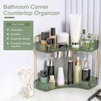 INVSSENE Corner Bathroom Countertop Organizer, Vanity Trays for Counter, Makeup Organizers, Perfume Tray, Kitchen Spice Rack, (Green, 2 Tiers)