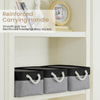Storage Baskets for Shelves 13.8x9.8x6.7 Inch-Foldable Fabric Organizing Storage Bins with Handles, Closet & Bathroom Organizer, Home Storage for Kitchen, Office (1-Pack, Black&Gray)