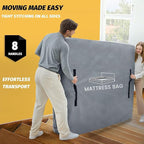 Mattress Bags for Moving and Storage, BETU Waterproof Mattress Protector Full XL Mattress Cover with 8 Heavy Duty Handles and Zipper Extra Thick Moving Supplies for Bed (2 Pack:82x57x13.5 Grey)
