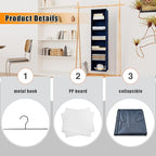 Hanging Closet Organizer and Storage 6-Shelf, Easy Mount Foldable Hanging Closet Wardrobe Shelves, Clothes Handbag Shoes Accessories Storage, Washable Oxford Cloth Fabric, Navy Blue