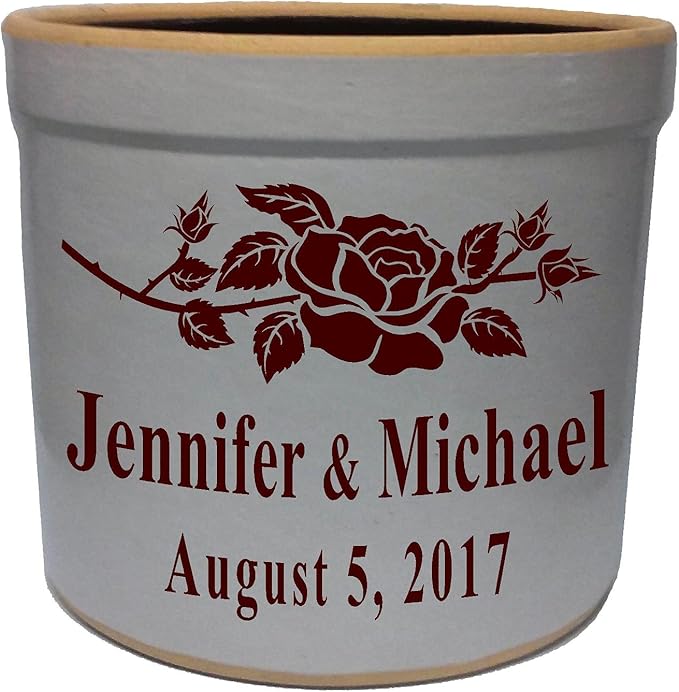 1 Gallon Personalized Stoneware Crock - Rose