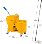 Mind Reader Mop and Bucket Set with Wringer, Mop Included, 5.5 Gallon Cleaning System with Wheels, Upward Press Wringer, Small Mop Compatible