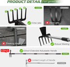 Walensee Hoe Garden Tool, 63 Inch Garden Hoe with Adjustable Long Handle for Weeding, 5-Tines Hoe Cultivator 2 in 1 Hand Weeder Tools for Yard Lawn Planting Gardening Digging