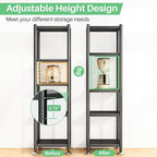 PXRACK 5-Tier Kitchen Storage Shelves, Adjustable Metal Shelves for Storage Pantry Shelves with Rolling Wheels, Storage Rack Shelving Unit Organizer for Bedroom Laundry Closet