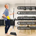 Heavy Duty Angle Broom 1 Pack - White Broom for Outdoor & Indoor, Garage, Driveway, Sidewalk, Kitchen & More, Long Handle