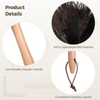5 Pcs Bird Feather Dusters, Fluffy Feathers with Wooden Handle, Washable & Reusable Cleaning Supplies, Natural Non-Static Dusting for Home, Office, Car, 17.3" Long