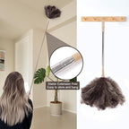 Extendable 94.5 Inch Ostrich Feather Duster with Extension Used for Home Cleaning Ceilings Furniture Fans Washable（210cm Telescopic Rod,Grey）