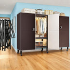 Foldable Portable Armoire Wardrobe Closet for Hanging Clothes Rack, Heavy Duty Covered Clothes Rack with Cover(HARDBOARD Magnetic), Closet Garment Rack for Bedroom Storage (KT Coffee, 70.86in)