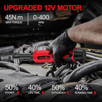 Electric Ratchet Wrench Set,12V Cordless Ratchet Wrench 3/8", 400 RPM Power Ratchet Tool Kit with LED Light, 7 Sockets, 1/4" adapter, 2 Packs 2000mAh Lithium-Ion Battery and Fast Charger