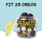 Silver Buffalo Peanuts Squad Featuring Charlie Brown, Snoopy, Schroeder, Lucy, Linus, Sally, Pigpen, Woodstock, and Franklin Glass Cookie Snack Candy Jar with Lid (Small)