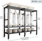 Heavy Duty Covered Clothes Rack with Magnetic Door Foldable Portable Wardrobe Closet for Hanging Clothing Rolling Black Metal Garment Rack on Wheels Closet System (Brown, 70.89in)