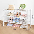 Kitsure Bamboo Wooden Shoe Rack for Closet - Stackable Shoe Organizer with Modular Structure, Space-Saving Shoe Shelf for Entryway, Living Room, Bedroom, 26.8" Wide - 3 Tiers, White
