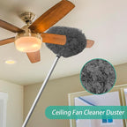 Ceiling Fan Cleaner Duster,Reusable Microfiber Ceiling Fan Blade Cleaner Duster with Extendable Long Handle Removable 13 to 48 in for Cleaning Bookshelves,Door,Window Top (Gray)