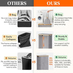 Lifewit 120L Laundry Basket with Lid, Clothes Hampers for Laundry with Bamboo Handles and 1 Removable Bag, Large Foldable Laundry Hamper for Bedroom, Bathroom, Dorm, Laundry Room, Light Gray