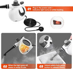 Steam Disinfection Cleaner, Handheld Pressurized Steamer with 9-Piece Accessories for Multi-Surface Cleaning, Natural Sanitization for Kitchen, Floor (1 x Steam Cleaner Kit)