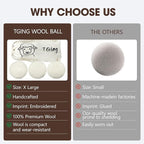 Reusable Wool Dryer Balls, 3.2-inch Handmade Felted Wool Balls (3-Pack), Softens Clothes, Naturally Reduces Drying Time and Static Electricity