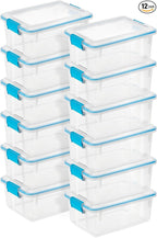 Sterilite 12-Pack Gasket Box, Weather-Resistant Storage Bins with Latching Lids, 12 Quart - Heavy-Duty Organizing Containers for Closet, Bathroom, and Office