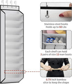 KEEPJOY 10 Tiers White Over Door Shoe Organizer Storage, Hanging Shoe Holder for Door with Large Deep Pockets, Fit 20-30 Pairs Shoe Rack for Sneakers, Boots (White)