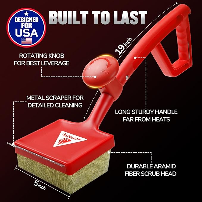 Steam Grill Brush Bristle Free, Safe Cleaning BBQ Grill Brush with Scraper, Replaceable & Dishwasher-Safe Scrub Head, Grill Cleaner Tool with Durable Ergonomic Handle, Red