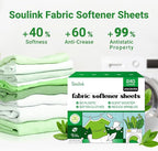 Soulink Fabric Softener Sheets for Washing Machine, No Plastic Jug Soap Strips, Alternative to Fabric Softener Liquid and Pods, Unscented Fragrance Free, Up to 240 Loads