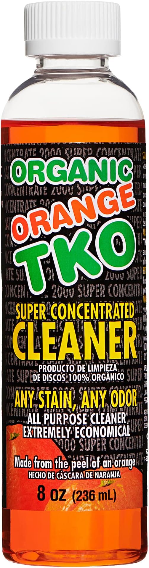 Organic Orange TKO - Stain remover, Floor cleaner, Degreaser, Glass cleaner, Multi Purpose Citrus Cleaner, Deodorizer, Stain Remover, Pet Safe, Non Toxic (8oz)