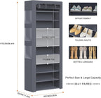 OYREL Shoes Rack 10 Tier Tall Shoe Rack with Storage Pockets, Fabric Covered Shoe Racks,Metal Shoes Rack Organizer for Closets,Bedroom, Garage