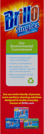 Brillo Single Use Steel Wool Soap Pads, Smaller Size Original Red Scent, 15 Count Pack of 1