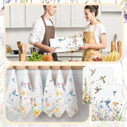 36 Pack Hummingbird Flowers Reusable Cleaning Cloths Washable Cotton Kitchen Towels for Home(Multicolor)