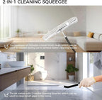 16.7“- 59.5" Long Handle Window Squeegee with Extension Pole, 12.4" Wide Metal Shower Squeegee for Glass Doors, 2-in-1 Squeegee for Home Window Cleaning, Tile Wall, Car (Silver)