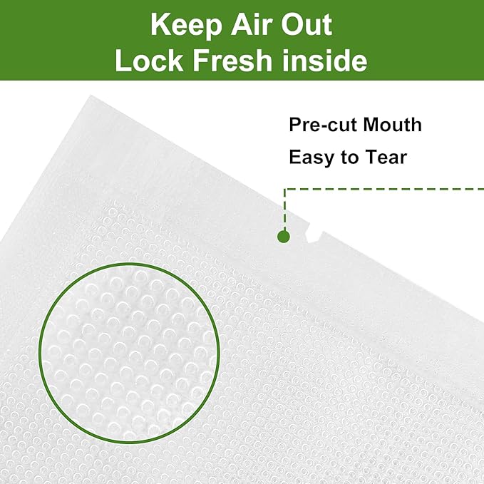 Moretoes 200pcs Vacuum Sealer Bags, Food Saver Bags Gallon 11" x 16" BPA Free, Pre-cut Commercial Grade Vac Bags for Food Storage, Meal Prep or Sous Vide
