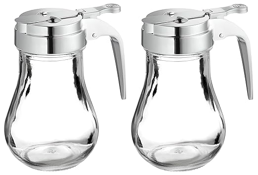 OCS Parts Syrup Dispenser with Lid and Dispensing Thumb Lever | Commercial Grade Liquid Dispensers for Home and Commercial Kitchens (2, 6 OZ)