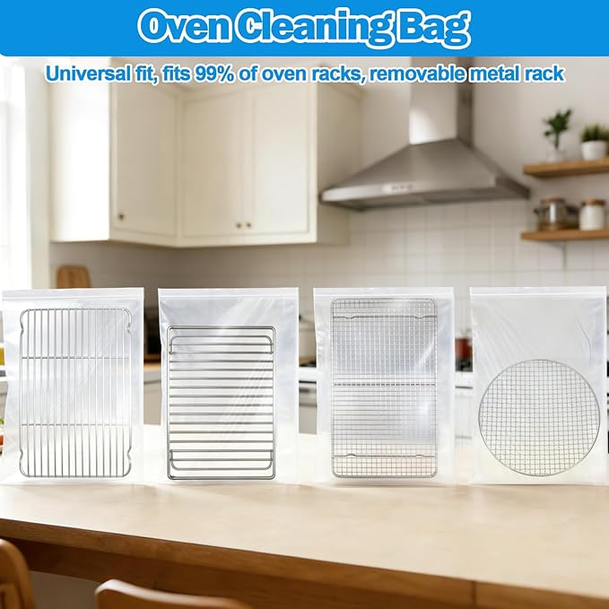 XANGNIER 10 Pack No Scrub Oven Rack Cleaning Bags 27.5*19.6 in,No Cleaner Included,Simple to Use,No Messy Hands Reusable Leakproof Soaking Cleaner Bags for Removable Metal Rack,BBQ Grills,Grill Grate