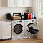 OAKHAM HOME 2-Tier Washer Dryer Countertop, 54" x 27.6" Washer Dryer Topper with Storage Shelf and Non-Slip Pads for Laundry Room Organization, Black