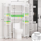 Besiost Over The Toilet Storage with 2 Drawers - 11 Tier Bathroom Organizer Freestanding Space Saver Storage Rack with Adjustable Shelf Above Toilet Stand with 4 Hooks for Restroom, Laundry, White