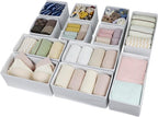 Fordonral Drawer Organizer Clothes, Foldable Fabric Dresser Organizer Closet Organizers and Storage Box for Underwear,Folded Clothes,Baby Clothing,Socks,Bra,Towels,Ties(6M+6S,White)