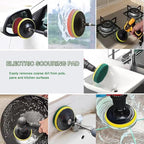 4 Inch Drill Brush Attachments for Cleaning Household Drill Brush Scrubber for Bathroom & Kitchen with Disc Pad Holder and Adapter，9 Scouring Pads（3 Different Stiffness） 11Pcs