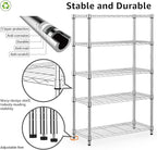 M MZG 1250 lbs Steel Heavy Duty 5-Tier Utility Shelving Unit Steel Organizer Wire Rack for Home,Kitchen,Office,Chrome (13.7" D x 23.6" W x 62.4" H)